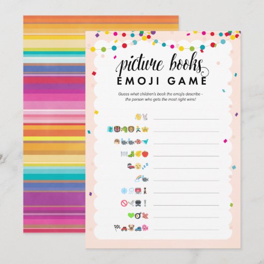 Fiesta thema emoji afbeelding boeken baby shower s programmakaart (Voorkant / Achterkant)