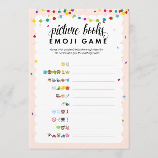 Fiesta thema emoji afbeelding boeken baby shower s programmakaart (Voorkant)