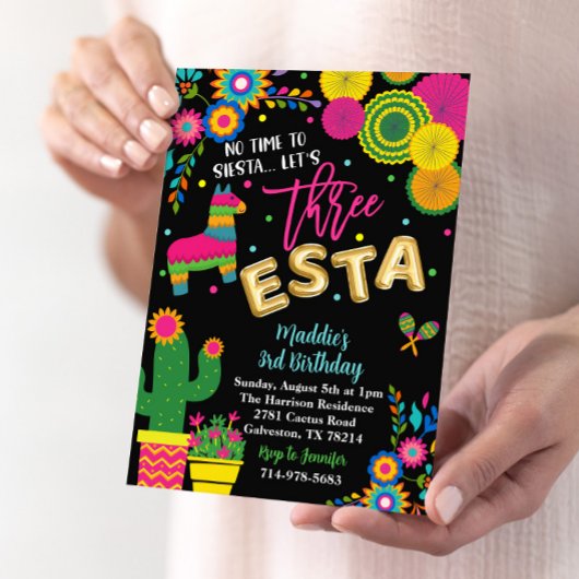 Fiesta Thema Verjaardag, Drie-Esta Verjaardagsfees Kaart