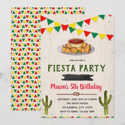 Fiesta thema verjaardagsuitnodiging kaart (Voorkant / Achterkant)