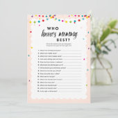 Fiesta thema wie weet mama beste baby shower spel programmakaart (Staand voorkant)