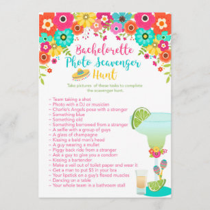Fiesta Theme Bachelorette Party Scavenger Hunt Kaart
