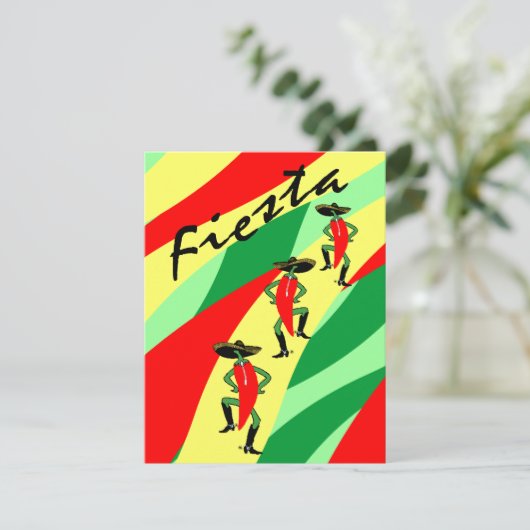 Fiesta Theme Party Invitation Colorful Streamers Kaart (Staand voorkant)