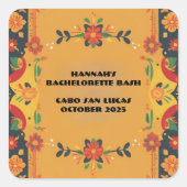 Fiesta Theme Square Party Sticker (Voorkant)