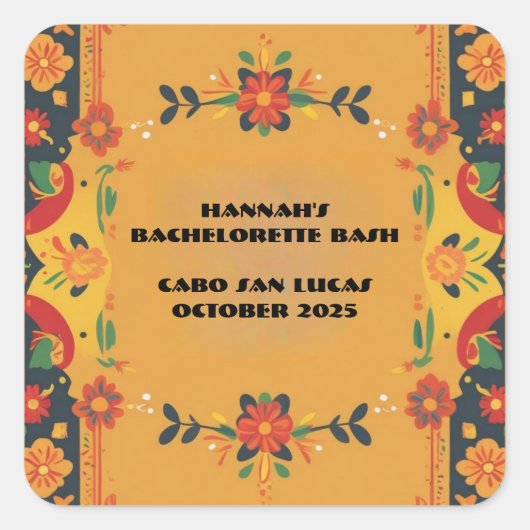 Fiesta Theme Square Party Sticker (Voorkant)