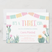 Fiesta Three-Esta 3e verjaardag voor meisje Kaart (Voorkant)