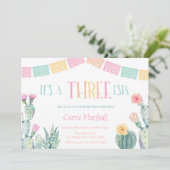 Fiesta Three-Esta 3e verjaardag voor meisje Kaart (Staand voorkant)