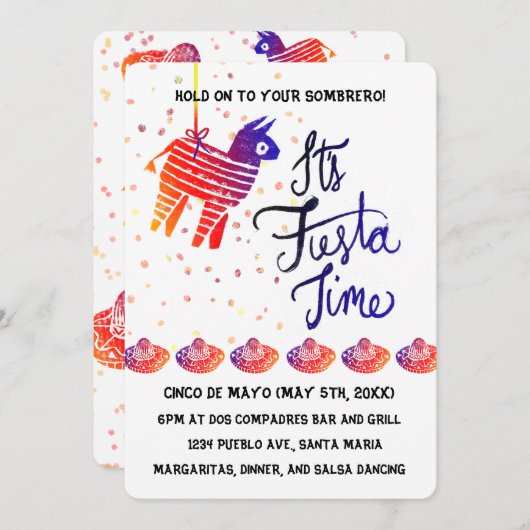Fiesta Time Cinco De Mayo Kaart (Voorkant / Achterkant)