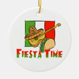 Fiesta Time Taco, Sombrero, Gitaar Keramisch Ornament