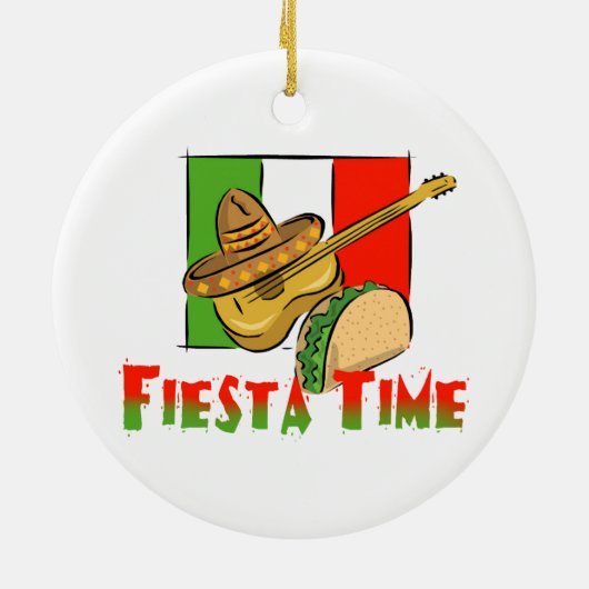 Fiesta Time Taco, Sombrero, Gitaar Keramisch Ornament (Achterkant)