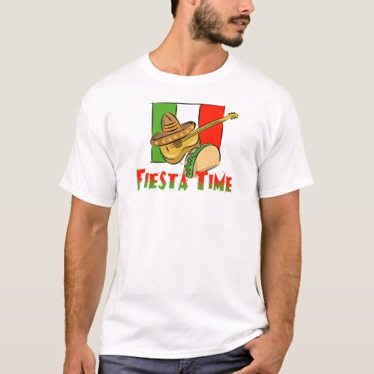 Fiesta Time Taco, Sombrero, Gitaar T-shirt (Voorkant)