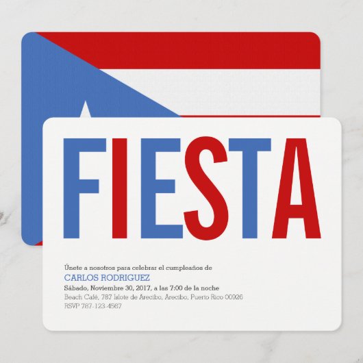 Fiesta: Traditioneel: Uitnodiging Puerto Ricaanse (Voorkant / Achterkant)