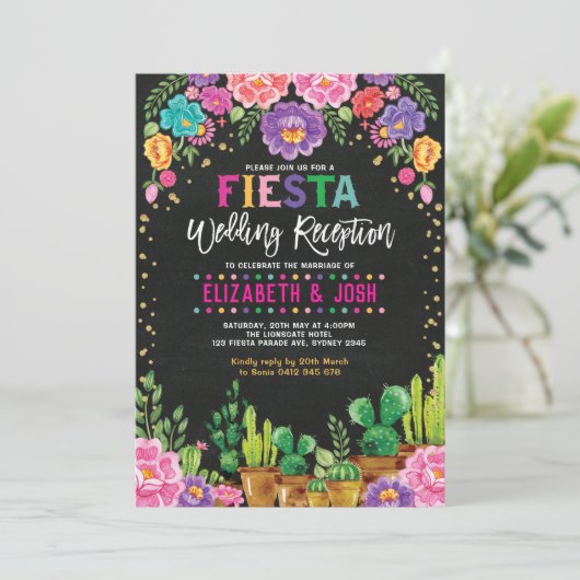 Fiesta Trouwreceptie Mexicaanse Bloemenfeest Kaart (Staand voorkant)