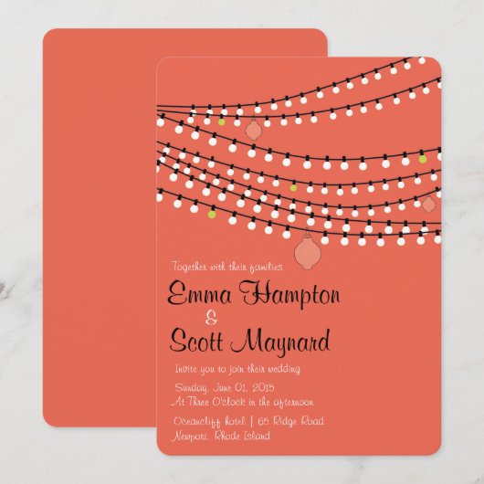 Fiesta-tuin licht de uitnodiging voor de bruiloft  (Voorkant / Achterkant)