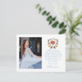 Fiesta Twee Foto Blauw Quinceanera Bloemen Dank u Briefkaart (Staand voorkant)