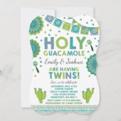 Fiesta Twin Baby shower Invitation Holy Guacamole Kaart (Voorkant)