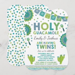 Fiesta Twin Baby shower Invitation Holy Guacamole Kaart