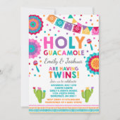 Fiesta Twin Baby shower Invitation Holy Guacamole Kaart (Voorkant)