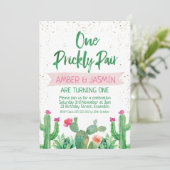 Fiesta Twins One Prickly Pair Birthday Uitnodiging (Staand voorkant)