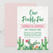 Fiesta Twins One Prickly Pair Birthday Uitnodiging (Voorkant / Achterkant)