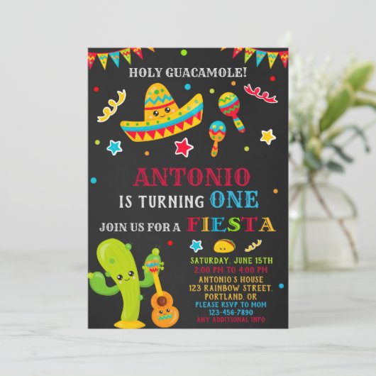 Fiesta uitnodiging Fiesta verjaardagsuitnodiging j (Staand voorkant)