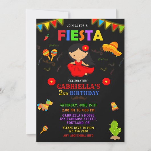 Fiesta-uitnodiging Fiesta-verjaardagsuitnodiging Kaart (Voorkant)