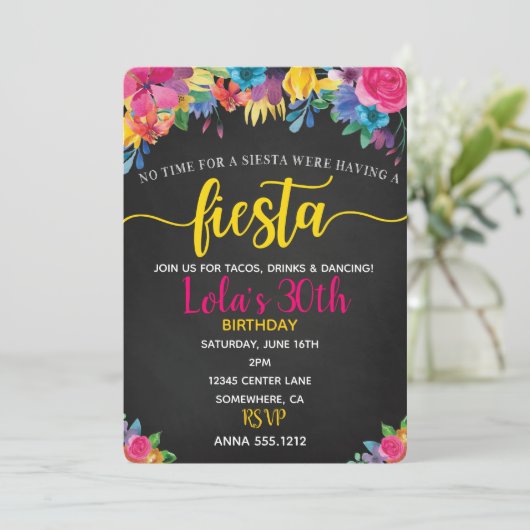 FIESTA-UITNODIGING KAART (Staand voorkant)