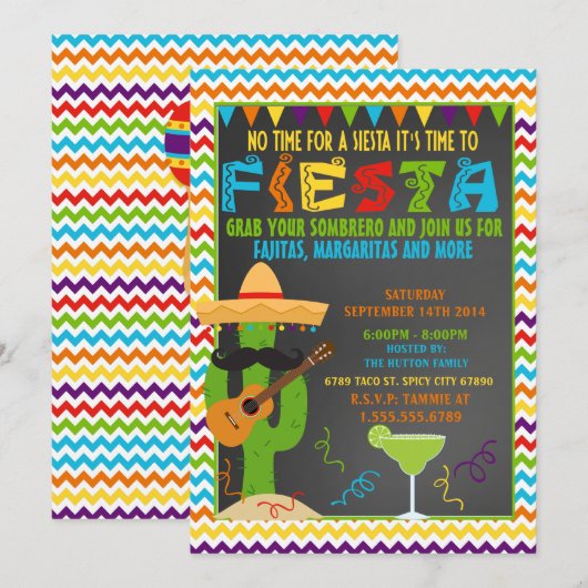 Fiesta-uitnodiging - uitnodiging van de Mexicaanse (Voorkant / Achterkant)