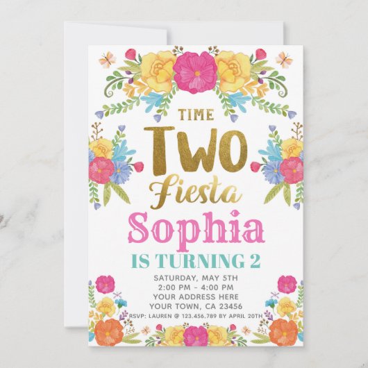 Fiesta uitnodiging voor 2e verjaardag (Voorkant)