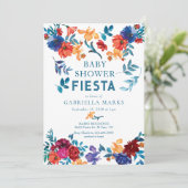 Fiesta | Uitnodiging voor een Baby shower van de W (Staand voorkant)