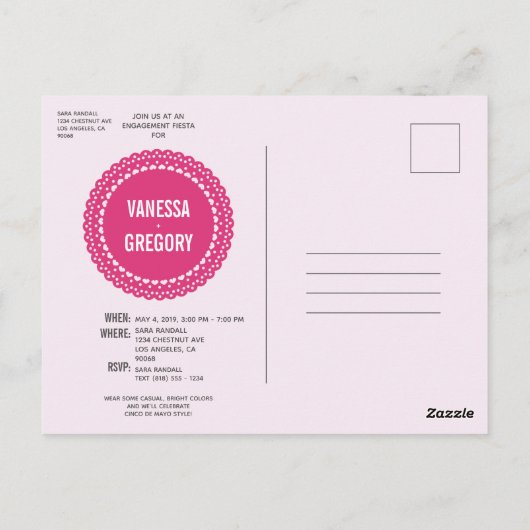 "Fiesta" - Uitnodiging voor Flat Engagement Party (Achterkant)