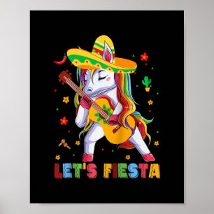 Fiesta Unicorn Guitar Funny Cinco de Mayo Poster