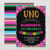 Fiesta uno-uitnodiging kaart (Voorkant / Achterkant)