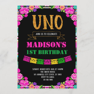 Fiesta uno-uitnodiging kaart