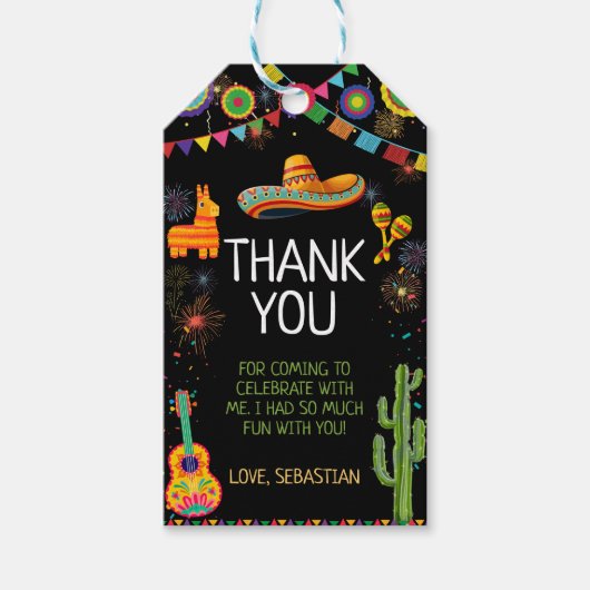 Fiesta Verjaardag Bedankt Cadeaulabel (Voorkant)