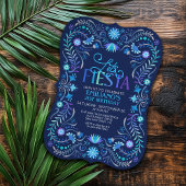 Fiesta Verjaardag blauw Kaart