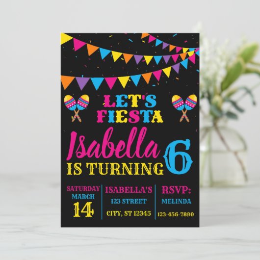 Fiesta Verjaardag Cinco De Mayo Feest Uitnodiging (Staand voorkant)
