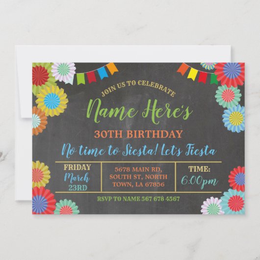 Fiesta Verjaardag Floral Mexicaanse Fans Bright Kaart (Voorkant)