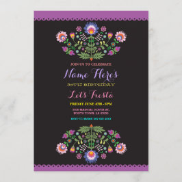 Fiesta Verjaardag Floral Mexicaanse uitnodiging