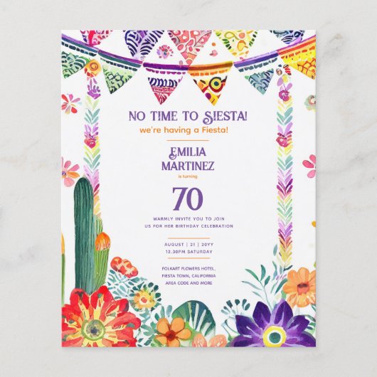 FIESTA Verjaardag Folkart Bloemen 70e 80e 90e (Voorkant)