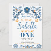 Fiesta Verjaardag Uitnodiging, Bloemenfeest Uitnod Kaart (Voorkant)