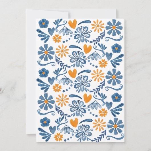 Fiesta Verjaardag Uitnodiging, Bloemenfeest Uitnod Kaart (Achterkant)