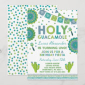 Fiesta Verjaardag Uitnodiging Heilige Guacamole Pa (Voorkant / Achterkant)