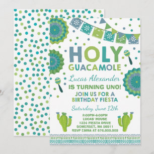 Fiesta Verjaardag Uitnodiging Heilige Guacamole Pa