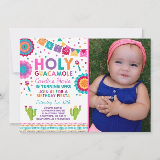 Fiesta Verjaardag Uitnodiging Heilige Guacamole Pa (Voorkant)