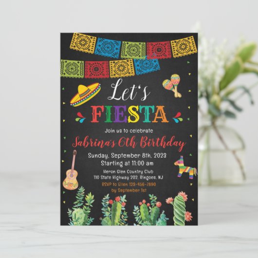 Fiesta Verjaardag Uitnodiging Mexicaanse Cactus Th (Staand voorkant)