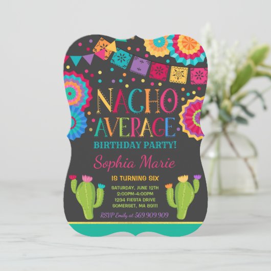 Fiesta Verjaardag Uitnodiging Nacho Gemiddelde Par (Staand voorkant)