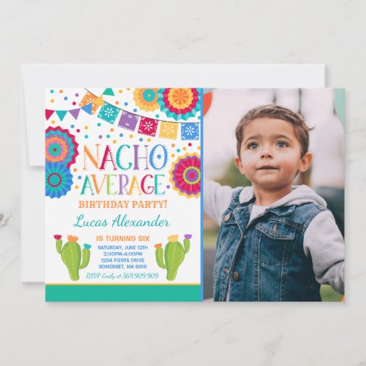 Fiesta Verjaardag Uitnodiging Nacho Gemiddelde Par (Voorkant)