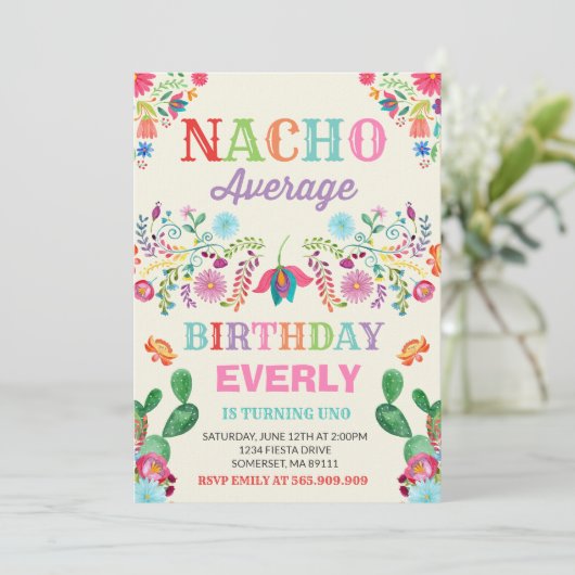 Fiesta Verjaardag Uitnodiging Nacho Gemiddelde Par (Staand voorkant)