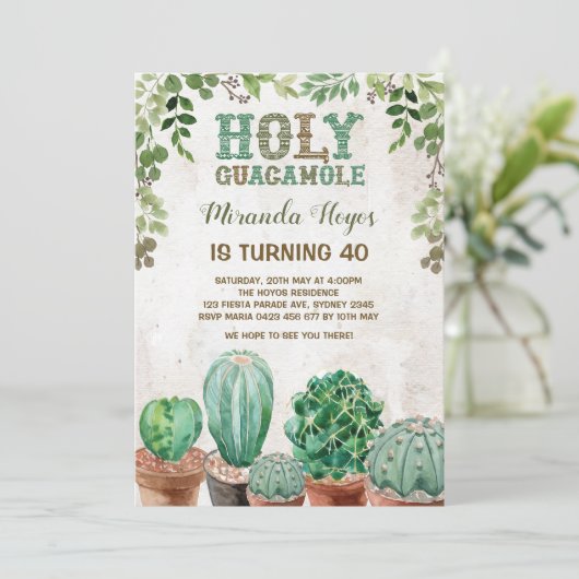 Fiesta Verjaardag Uitnodiging Rustieke Cactus Succ (Staand voorkant)